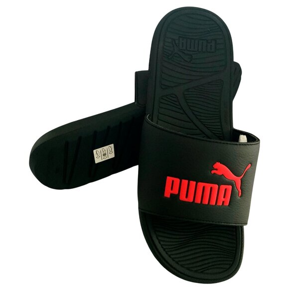 NWT PUMA AUTHENTIC COOL CAT SPORT MENS BLACK RED SLIP ON SLIDES SANDALS SIZE 7 9 - Picture 1 of 3
